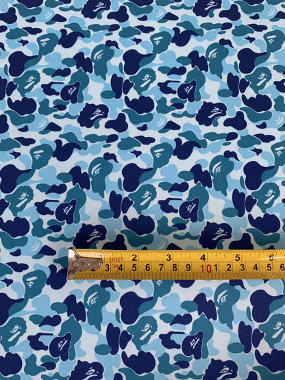 Bape Knitted Elastic Clothing Fabric,Handmade Clothes Fabric, Mask Fabric ,Cap Fabric, Scarf Fabric Bow Fabric (Blue)