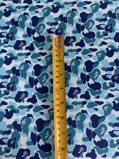 Bape Knitted Elastic Clothing Fabric,Handmade Clothes Fabric, Mask Fabric ,Cap Fabric, Scarf Fabric Bow Fabric (Blue)