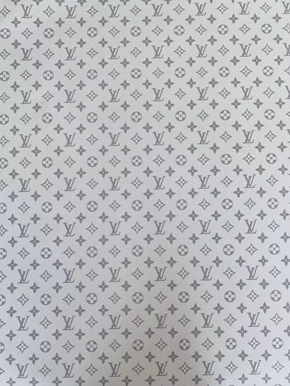 Classic LV vinyl crafting leather fabric For Handmade Shoes,Furniture ,Bike ,Bag and DIY Handicrafts By Yard  (White)