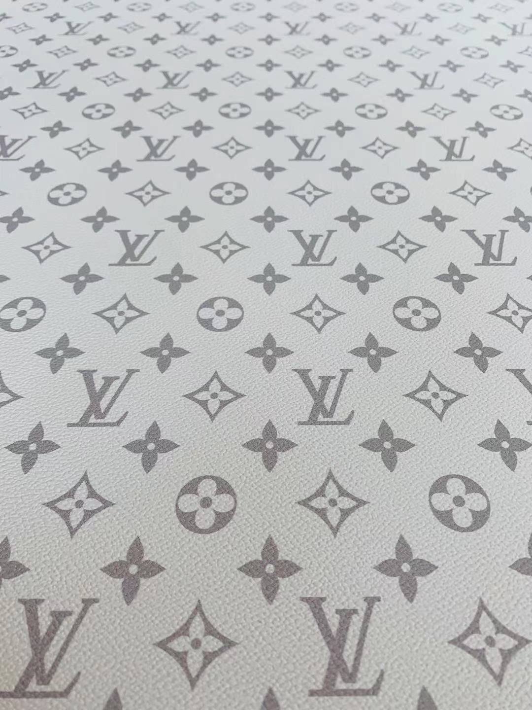 Classic LV vinyl crafting leather fabric For Handmade Shoes,Furniture ,Bike ,Bag and DIY Handicrafts By Yard  (White)