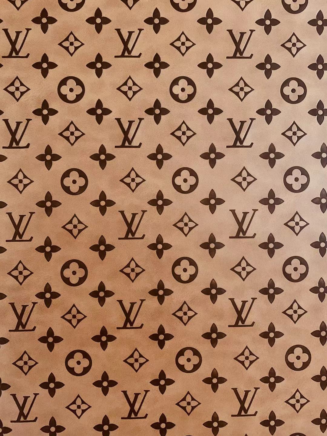 Fashion LV Vantage Embossed Leather Fabric For Handmade Handicrafts By Yard (Brownness)