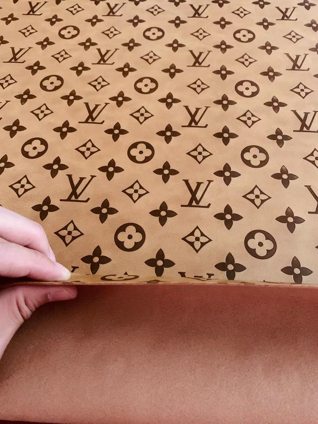 Fashion LV Vantage Embossed Leather Fabric For Handmade Handicrafts By Yard (Brownness)