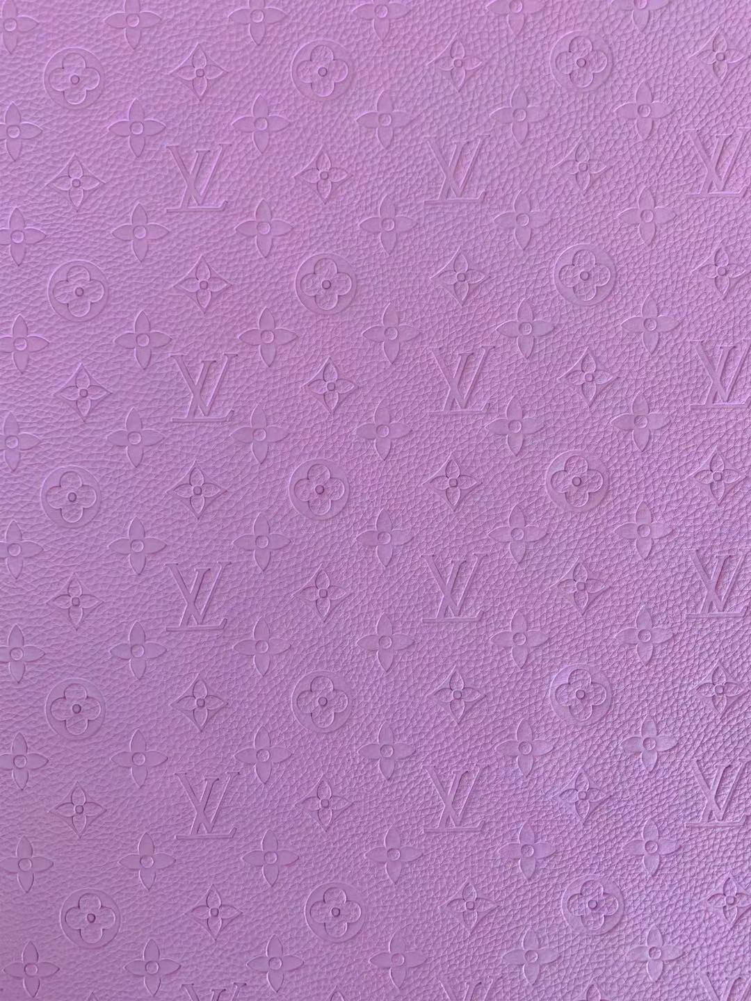 Fashion Embossed LV Crafting Leather Fabric For Handmade Bags ,Shoe and DIY Handicrafts By Yards (Purple)