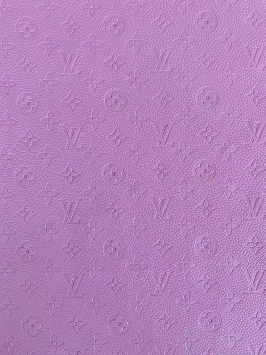 Fashion Embossed LV Crafting Leather Fabric For Handmade Bags ,Shoe and DIY Handicrafts By Yards (Purple)