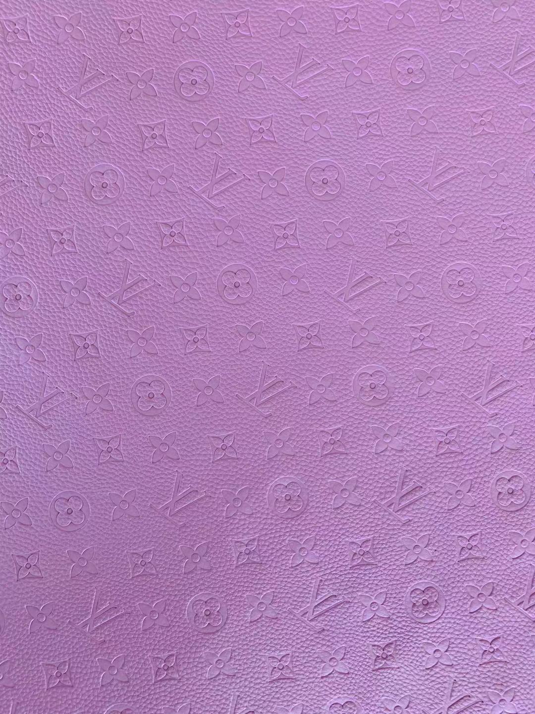 Fashion Embossed LV Crafting Leather Fabric For Handmade Bags ,Shoe and DIY Handicrafts By Yards (Purple)