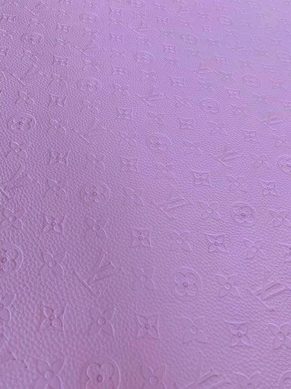 Fashion Embossed LV Crafting Leather Fabric For Handmade Bags ,Shoe and DIY Handicrafts By Yards (Purple)