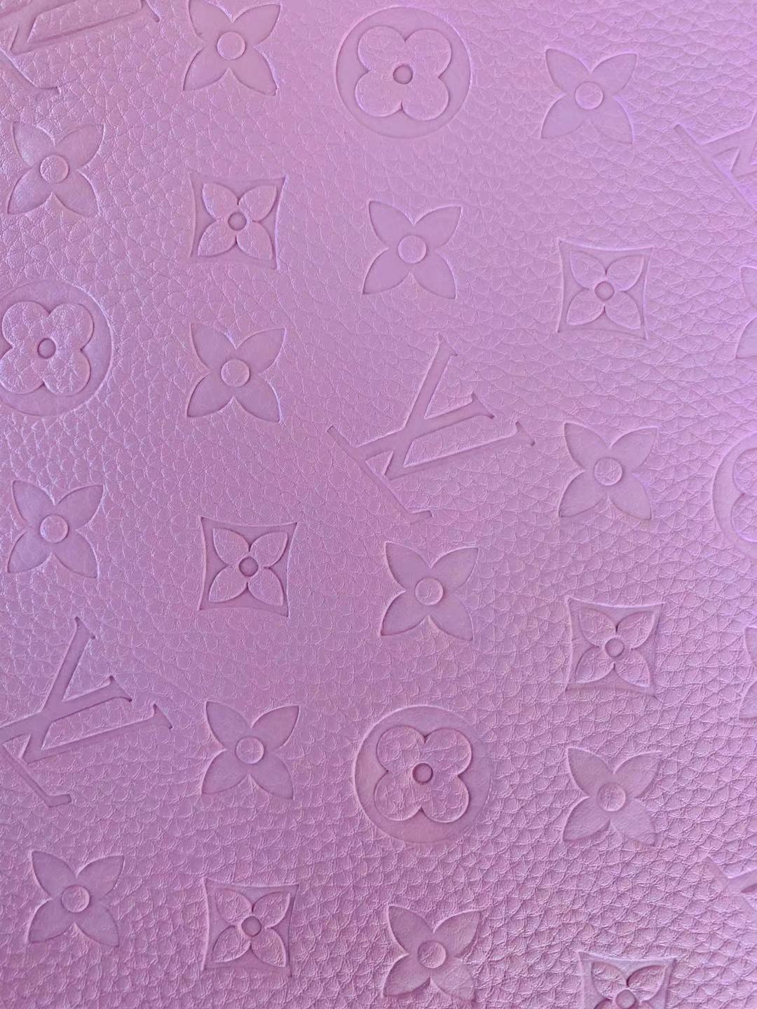 Fashion Embossed LV Crafting Leather Fabric For Handmade Bags ,Shoe and DIY Handicrafts By Yards (Purple)