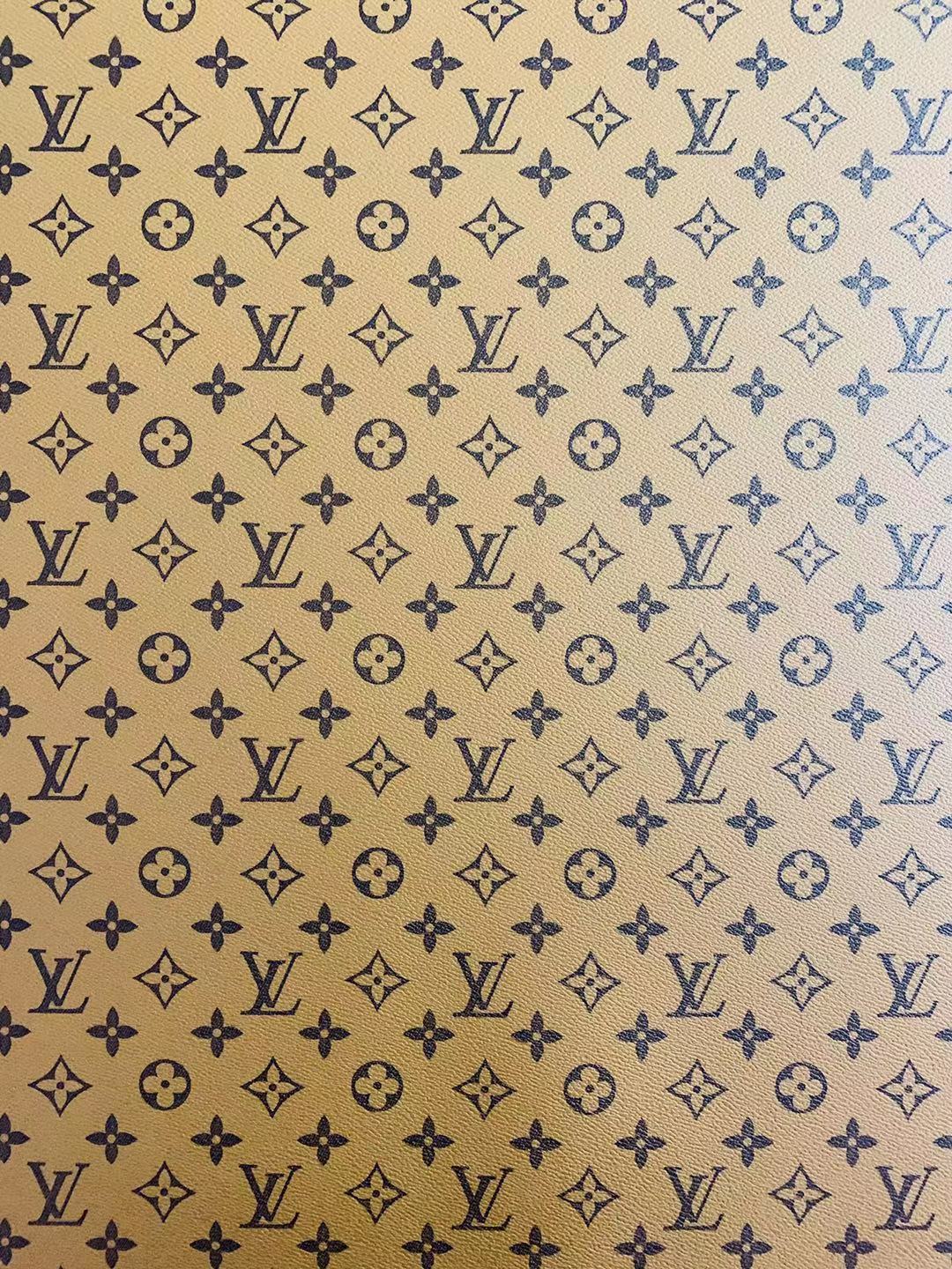 Classic LV vinyl crafting leather fabric For Handmade Shoes,Furniture ,Bike ,Bag and DIY Handicrafts By Yard (Khaki)