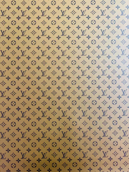 Classic LV vinyl crafting leather fabric For Handmade Shoes,Furniture ,Bike ,Bag and DIY Handicrafts By Yard (Khaki)