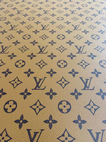 Classic LV vinyl crafting leather fabric For Handmade Shoes,Furniture ,Bike ,Bag and DIY Handicrafts By Yard (Khaki)