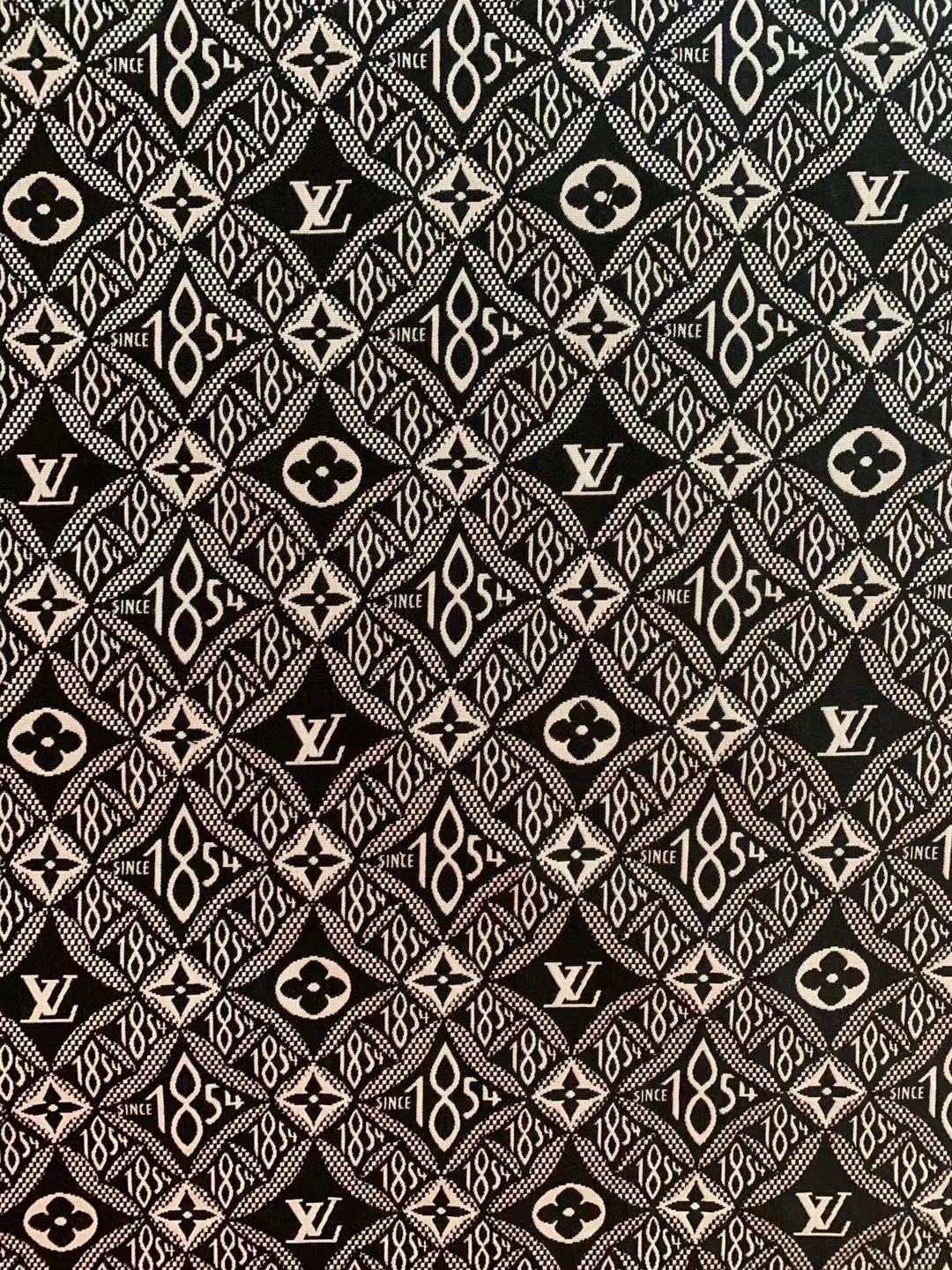 Classic LV 1854 Jacquard Cloth Fabric ,Handmade shoes fabric ,Bag fabric  Handcraft fabric By Yard (Black)