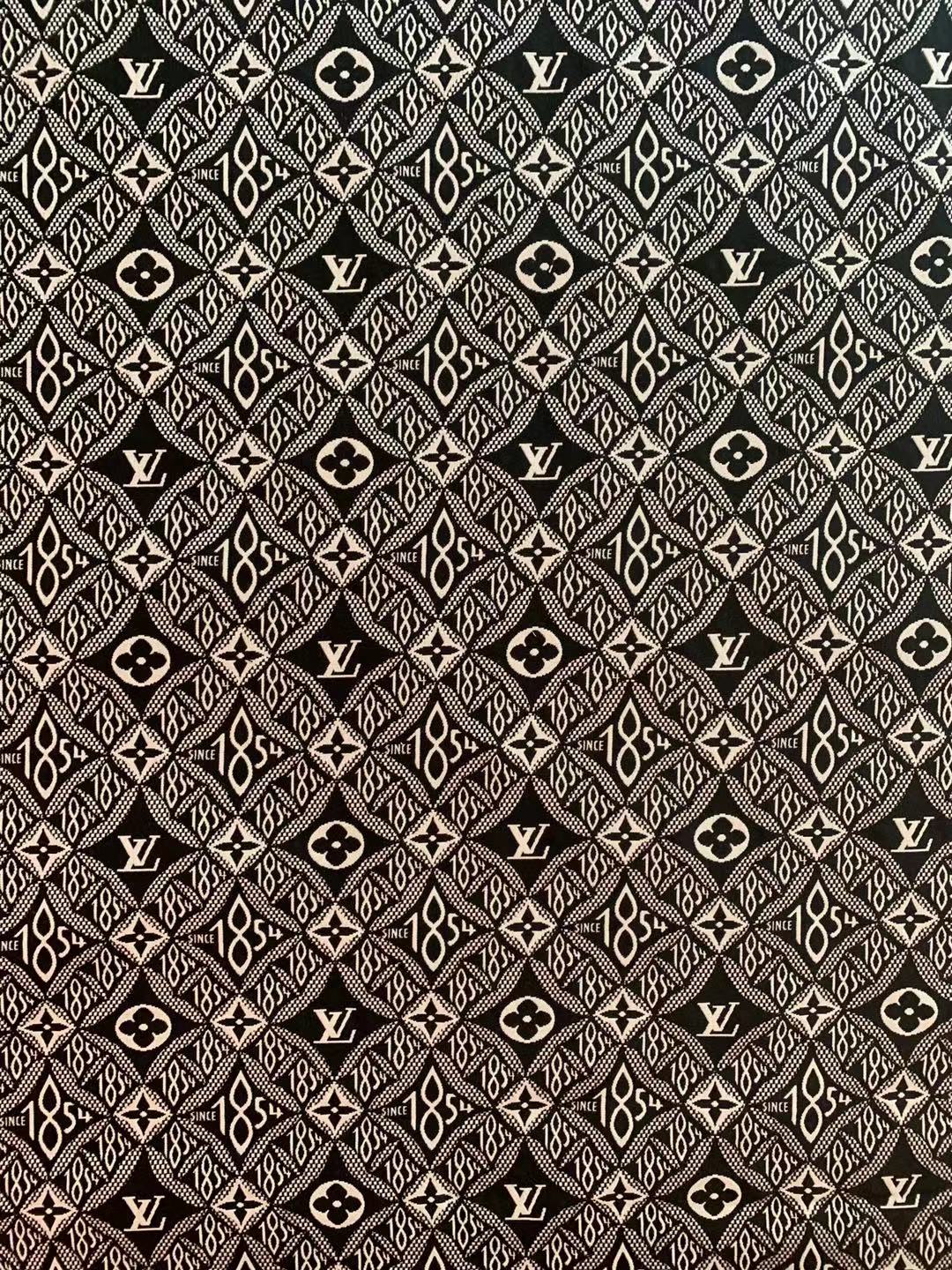 Classic LV 1854 Jacquard Cloth Fabric ,Handmade shoes fabric ,Bag fabric  Handcraft fabric By Yard (Black)