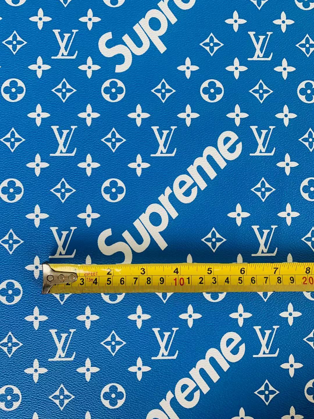 Fashion LV Supreme Leather Case Fabric,Handmade Bag Fabric,Hand-made Shoes Fabric By Yards(Blue)