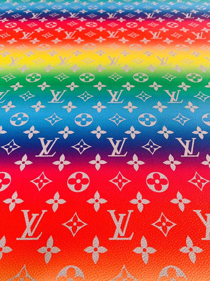 Classic LV Rainbow Faux Crafting leather fabric  Bag leather ,shoes leather ,Handicraft leather