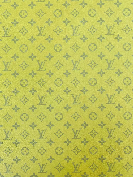 Classic LV crafting leather fabric For Handmade shoes ,bags ,DIY Handicrafts By Yards ( Bright Yellow )