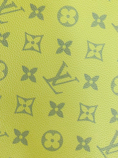 Classic LV crafting leather fabric For Handmade shoes ,bags ,DIY Handicrafts By Yards ( Bright Yellow )