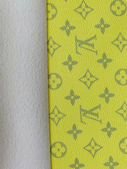 Classic LV crafting leather fabric For Handmade shoes ,bags ,DIY Handicrafts By Yards ( Bright Yellow )