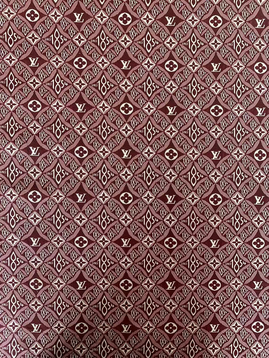 Classic LV 1854 Jacquard Canvas Cloth Fabric ,Handmade shoes fabric ,Bag Fabric Handcraft fabric By Yard (Red)