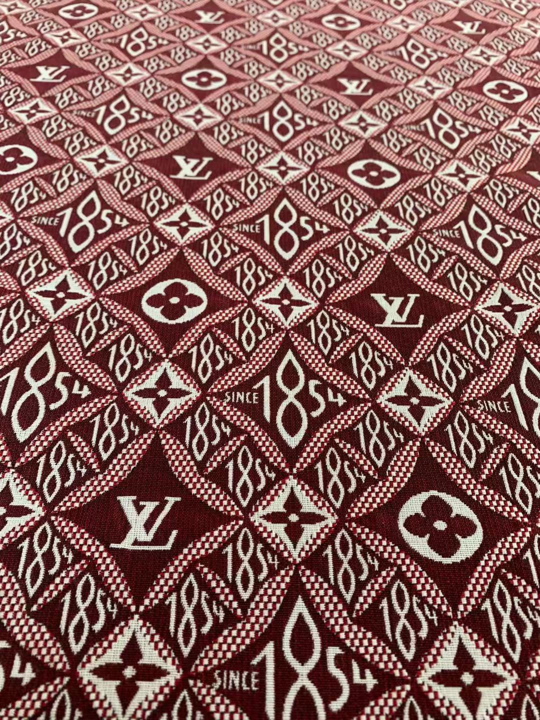 Classic LV 1854 Jacquard Canvas Cloth Fabric ,Handmade shoes fabric ,Bag Fabric Handcraft fabric By Yard (Red)