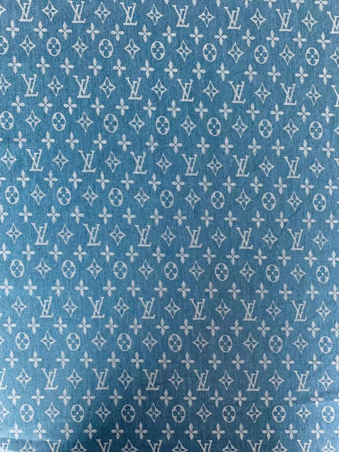 Fashion LV Wash Denim Woven Jacquard fabric ,Jean Fabric For Handmade Goods By Yard ( Wathet )