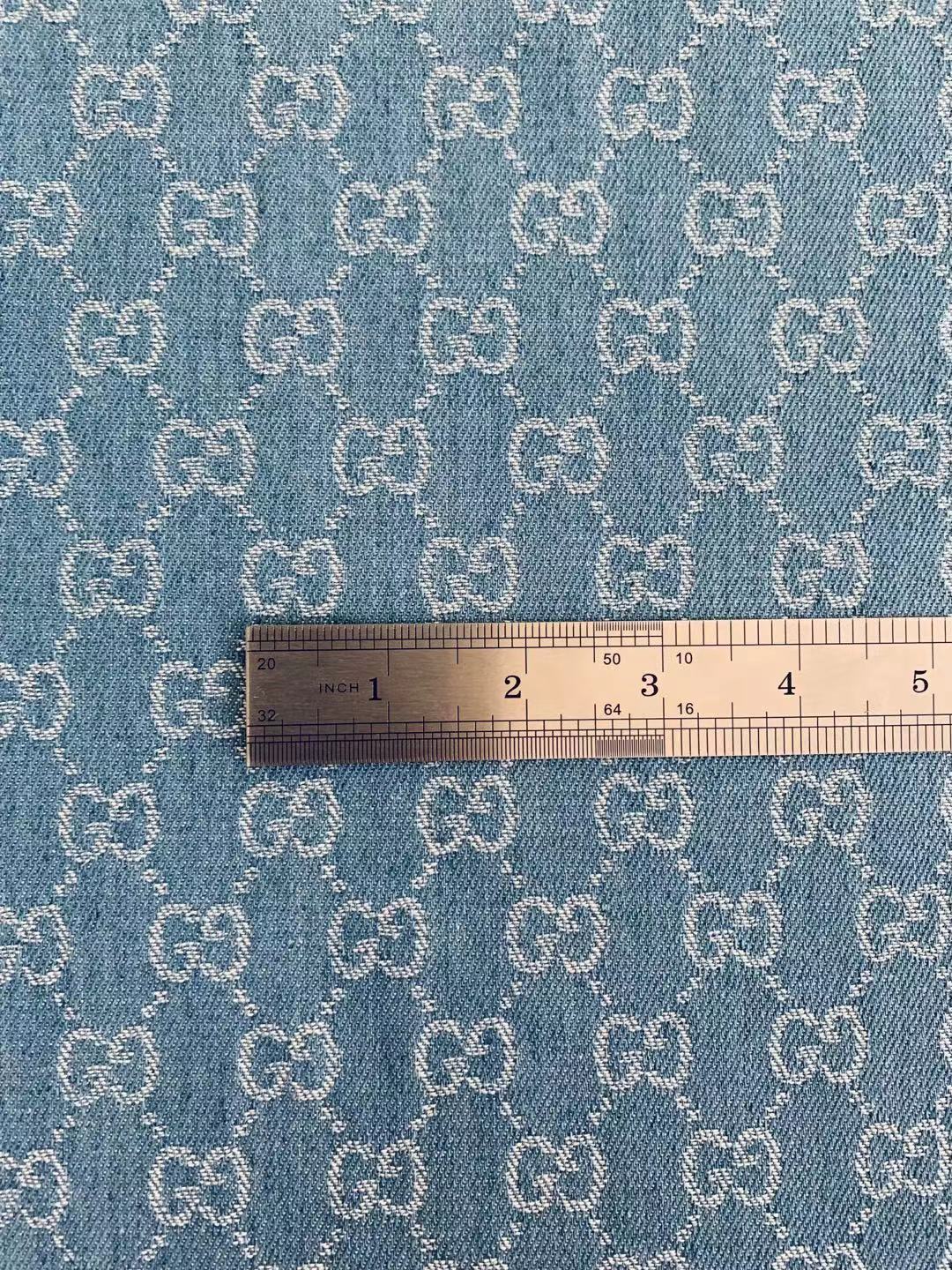 Classic Gucci Wash Denim Woven Jacquard fabric , Jean fabric For Handmade Goods By Yard ( Wathet )