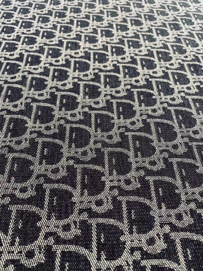 Fashion Dior Denim Woven Jacquard fabric , Jean Fabric For Handmade Clothing By Yard ( Dark Blue )