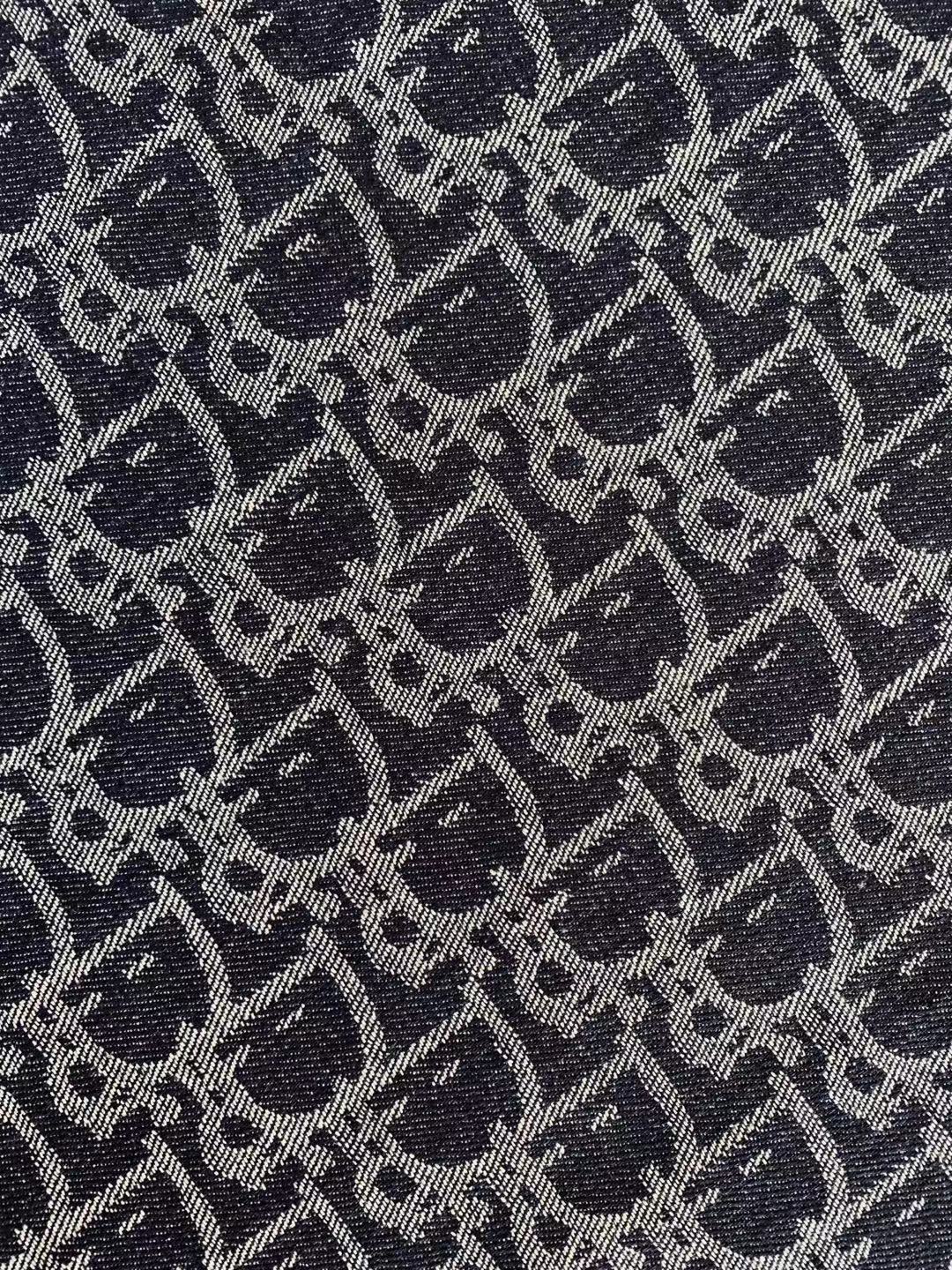 Fashion Dior Denim Woven Jacquard fabric , Jean Fabric For Handmade Clothing By Yard ( Dark Blue )