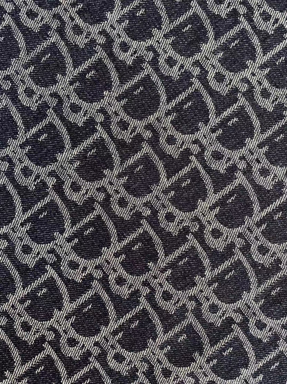 Fashion Dior Denim Woven Jacquard fabric , Jean Fabric For Handmade Clothing By Yard ( Dark Blue )