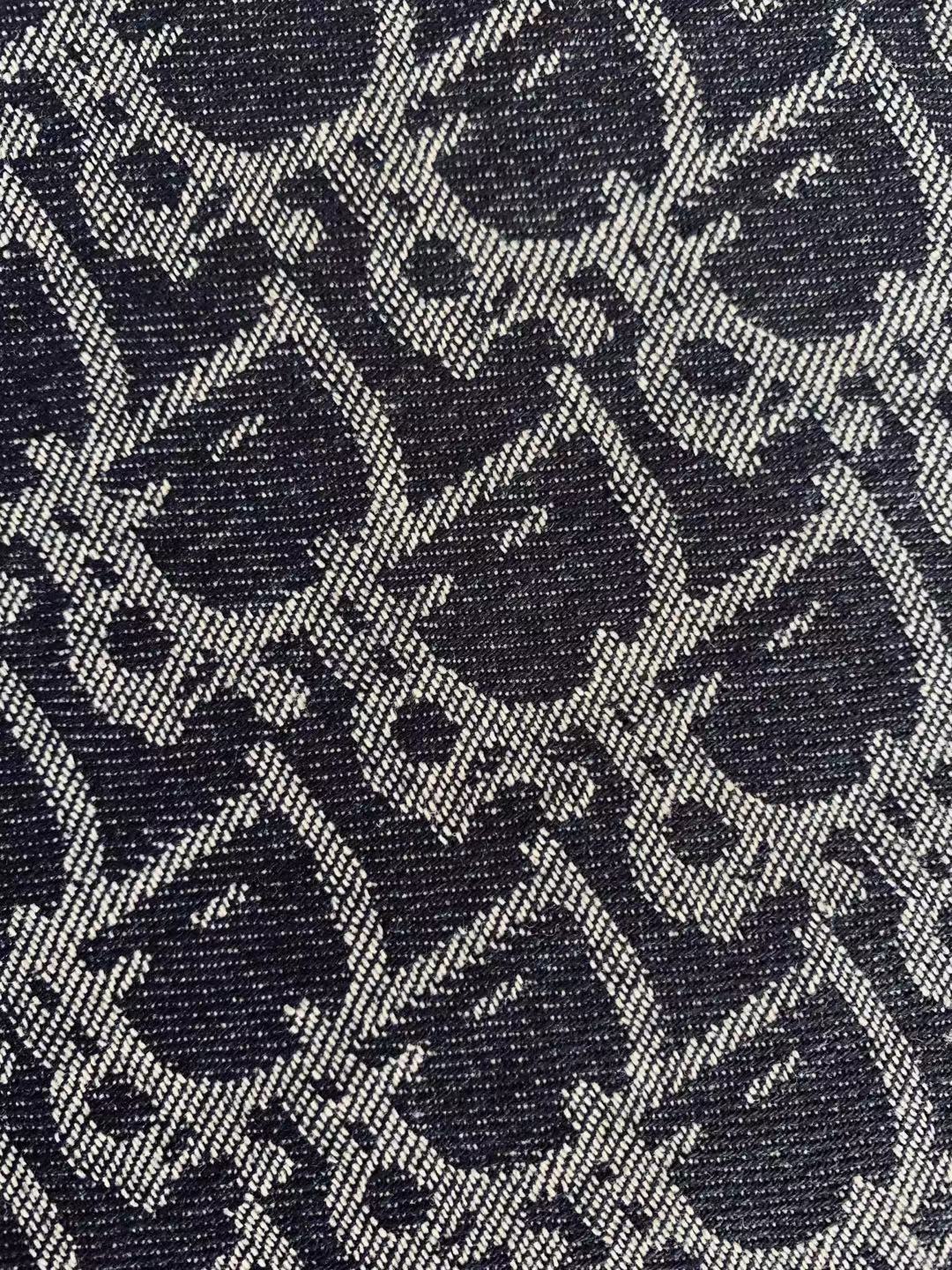 Fashion Dior Denim Woven Jacquard fabric , Jean Fabric For Handmade Clothing By Yard ( Dark Blue )