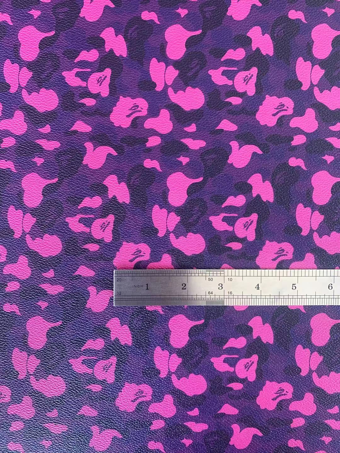 Classic Bape Fashion Custom Leather Fabric For Bags Leather Shoes Custom Leather By Yard (Purple)