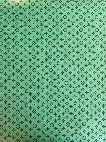 Fashion LV Vantage Embossed Leather Fabric For Handmade Shoes ,Bags and DIY Handicrafts By Yard (Green)