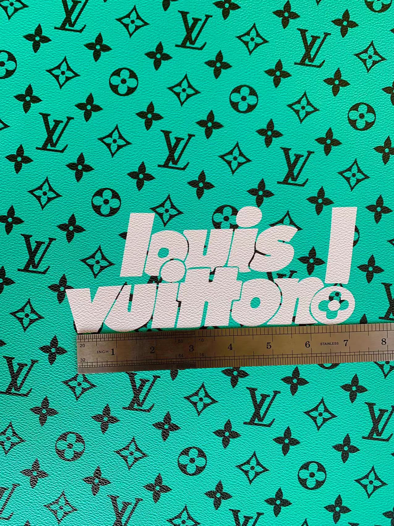 CLASSIC GREEN  BIG LOUIS VUITTON DESIGN LEATHER CASE FABRIC, HANDMADE BAG FABRIC, HAND-MADE SHOES  FABRIC BY YARD