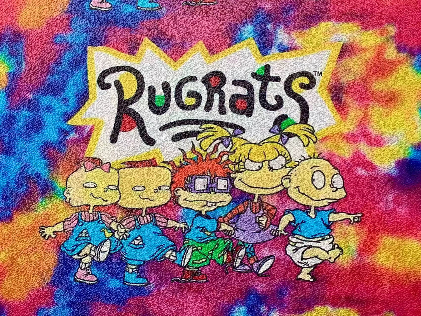 Fashion Rugrats Cartoon Design Leather Fabric For Artist Handmade Shoes ,Bags ,Sneakers By Yards