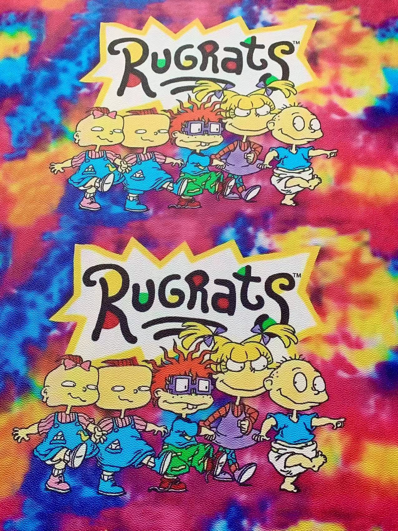 Fashion Rugrats Cartoon Design Leather Fabric For Artist Handmade Shoes ,Bags ,Sneakers By Yards