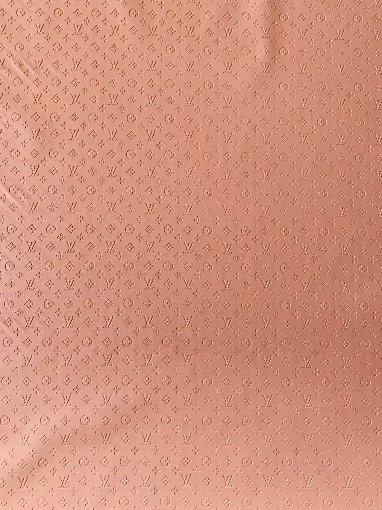 Fashion 0.5 inch  Embossed LV Craft Leather Fabric Shoes Leather , Bags Leather Fabric By Yards (Pink)