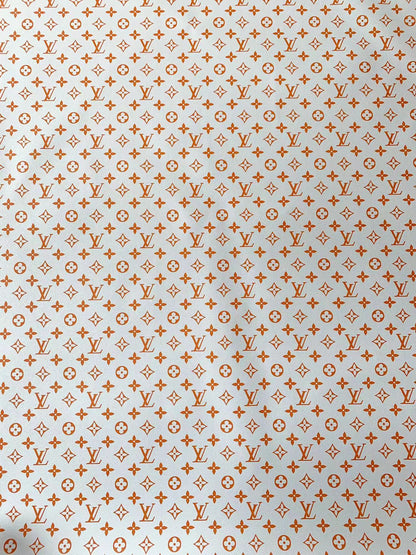 Classic Orange LV Leather Case Fabric,Handmade Bag Fabric, Shoes Fabric By Yard