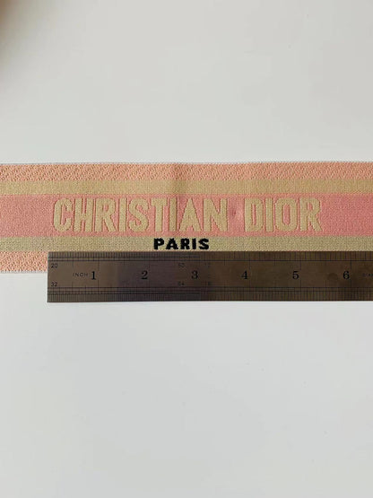 Christian Dior Paris 2.5 inch Elastic Strap ,Handmade Striped Ribbon Trim Embroidered For shoes ,Bags ,Clothing ,Handicrafts By Yard (Pink)