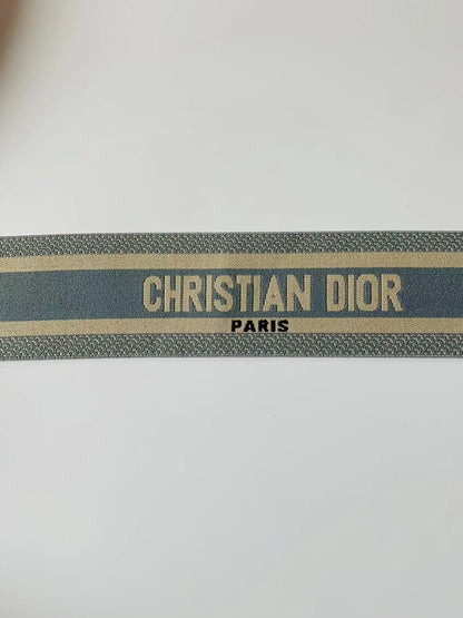 Christian Dior Paris 2.5 inch Elastic Strap ,Handmade Striped Ribbon Trim Embroidered For shoes ,Bags ,Clothing ,Handicrafts By Yard (Blue)