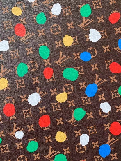 New LV With Colorful Point Design Leather Fabric For Handmade Shoes ,Bags ,HandicraftBy Yard