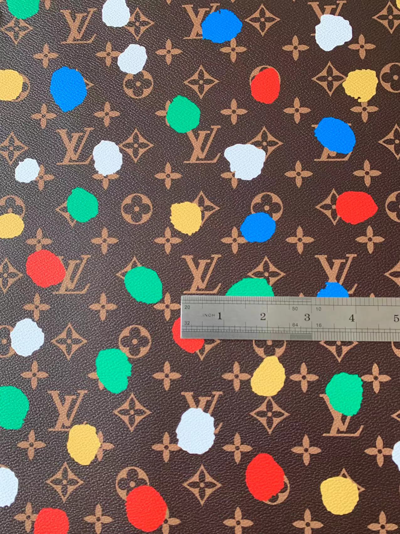 New LV With Colorful Point Design Leather Fabric For Handmade Shoes ,Bags ,HandicraftBy Yard