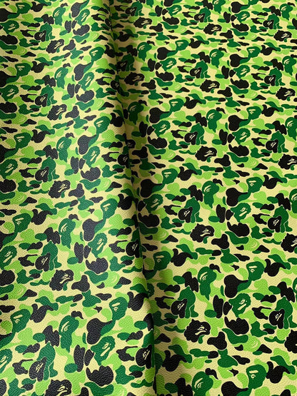 New Bape Fashion Custom Leather Fabric For Bags Leather Shoes Custom Leather By Yard (Cyan)