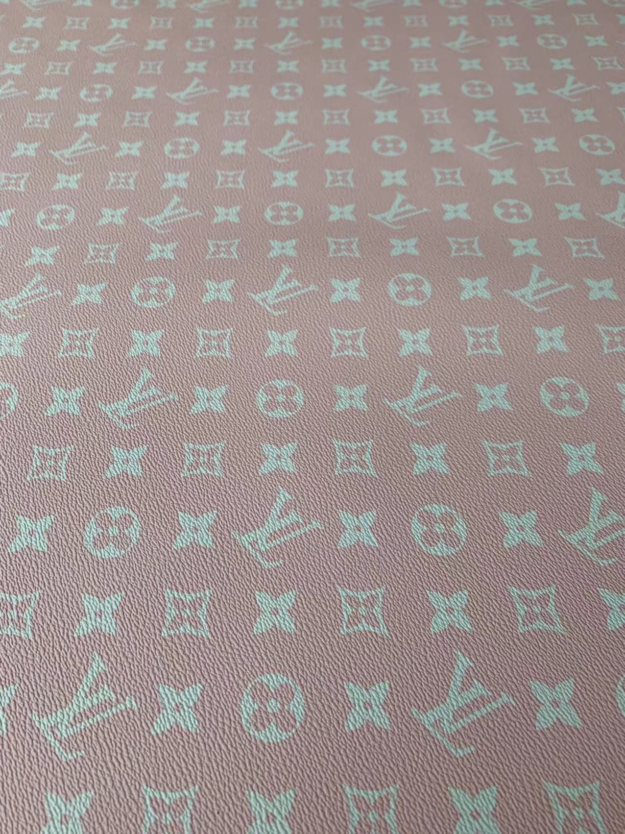 Fashion Pink LV Design Vinyl Leather for Handmade Shoes ,Handmade Bags Leather By Yard