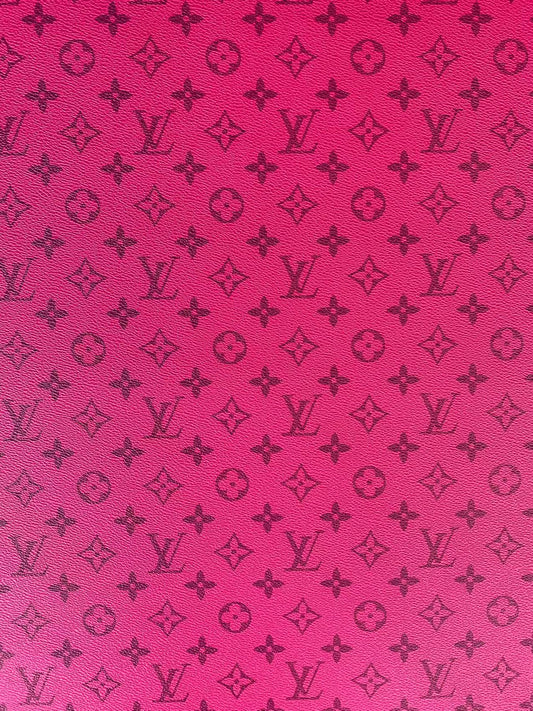 Classic LV Dark Pink crafting leather fabric For Handmade Bag ,DIY shoes ,Handmade Car leather ,Fashion Furniture LV Vinyl Leather By Yards