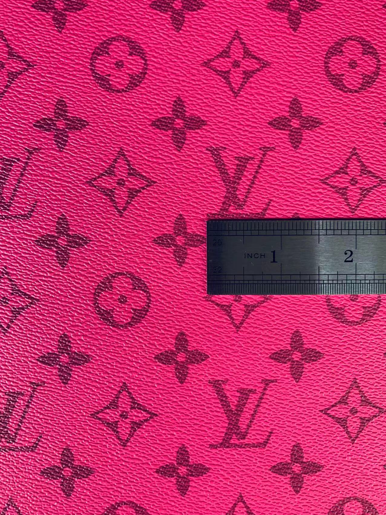 Classic LV Dark Pink crafting leather fabric For Handmade Bag ,DIY shoes ,Handmade Car leather ,Fashion Furniture LV Vinyl Leather By Yards