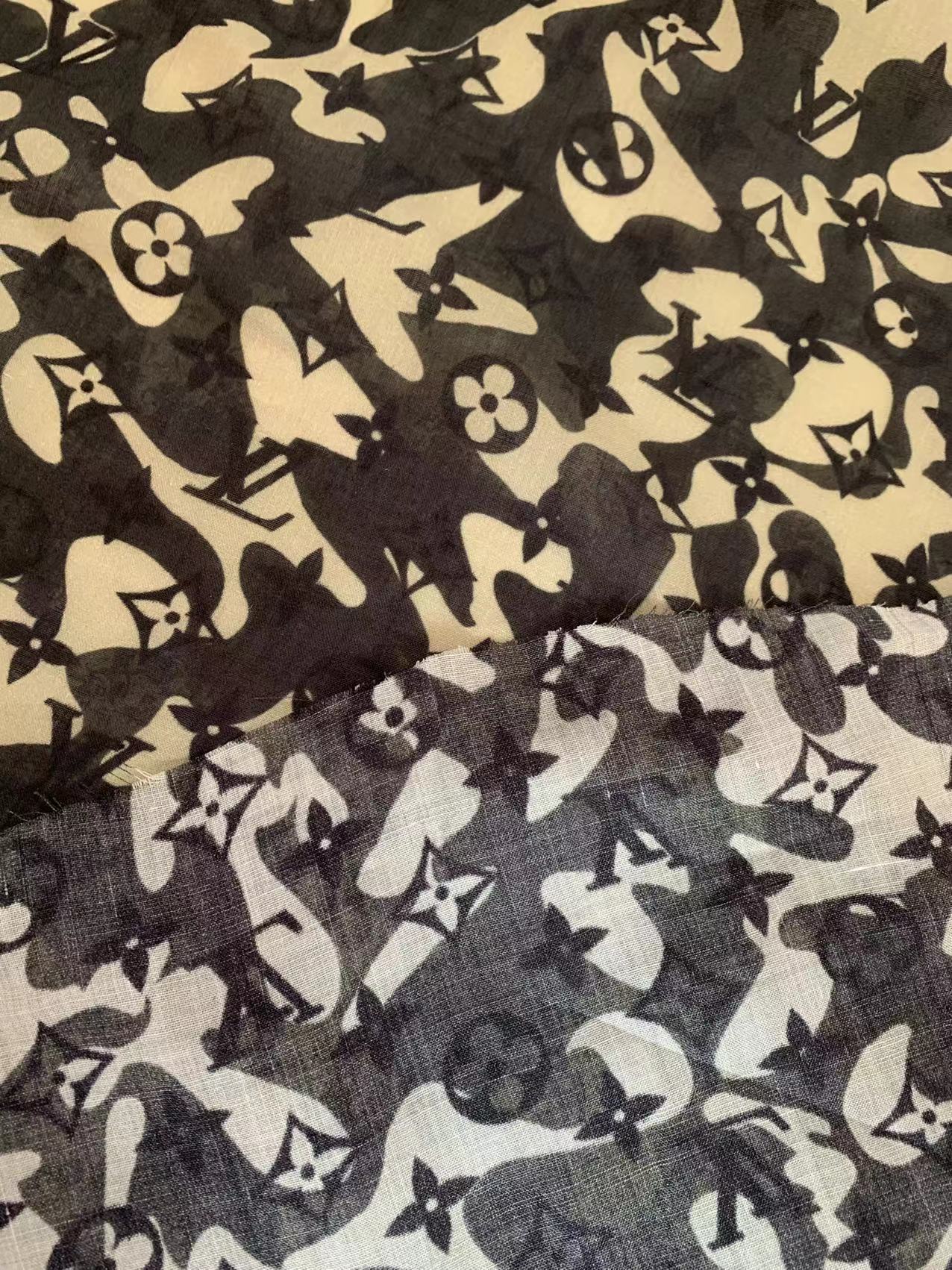 New LV with Camouflage Linen Cloth Fabric For Handmade Handicrafts