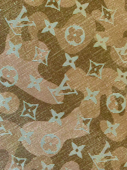 Fashion Denim Canvas Cloth Fabric , LV Camouflage Design Fabric for Handmade Bags