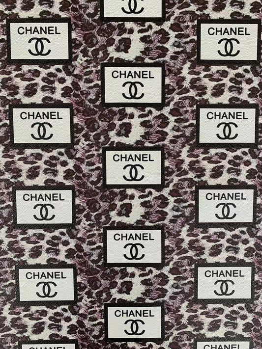 Fashion Chanel with LeoPard Vinyl Leather Fabric For Handmade Goods By Yards