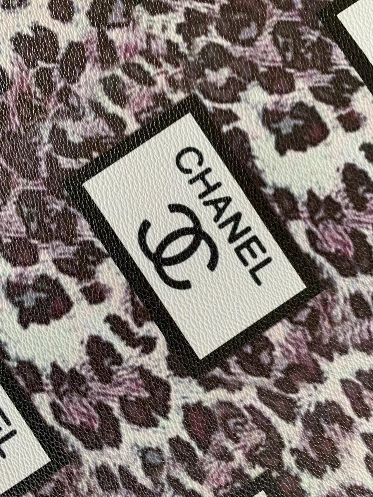 Fashion Chanel with LeoPard Vinyl Leather Fabric For Handmade Goods By Yards