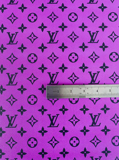 Classic LV Vinyl crafting leather fabric  Bag leather ,shoes leather ,Handicraft leather ( Purple)