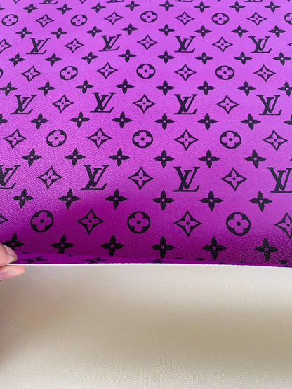 Classic LV Vinyl crafting leather fabric  Bag leather ,shoes leather ,Handicraft leather ( Purple)